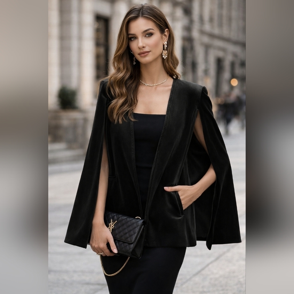 Jealous Tomato Elegant Black Velvet Blazer